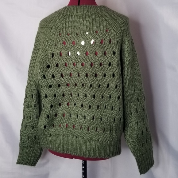 Olive Open Weave Sweater - Picture 4 of 7